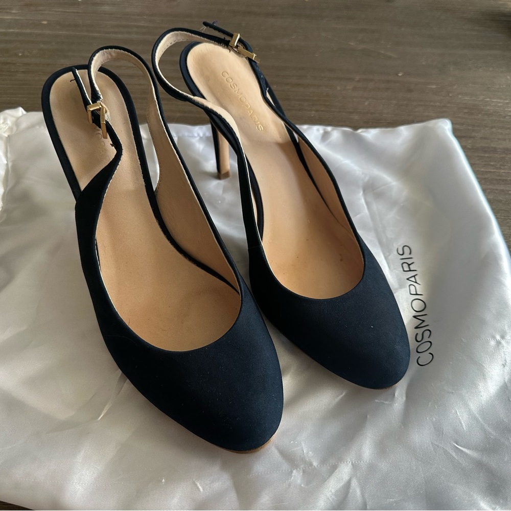 Cosmoparis Navy Slingback Heels